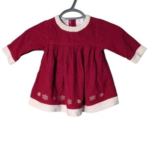 Hanna Andersson Red‎ Cord Dress Size 6-12 Months Winter Snowflake Holiday